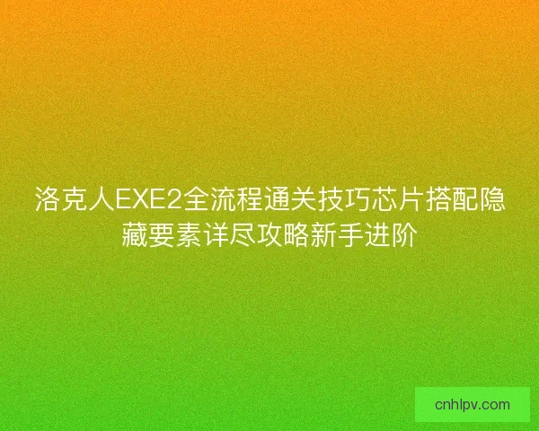 洛克人EXE2全流程通关技巧芯片搭配隐藏要素详尽攻略新手进阶